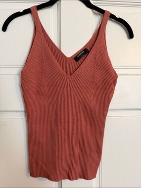 The Work Shop Ribbed V‑Neck Tank in Rust